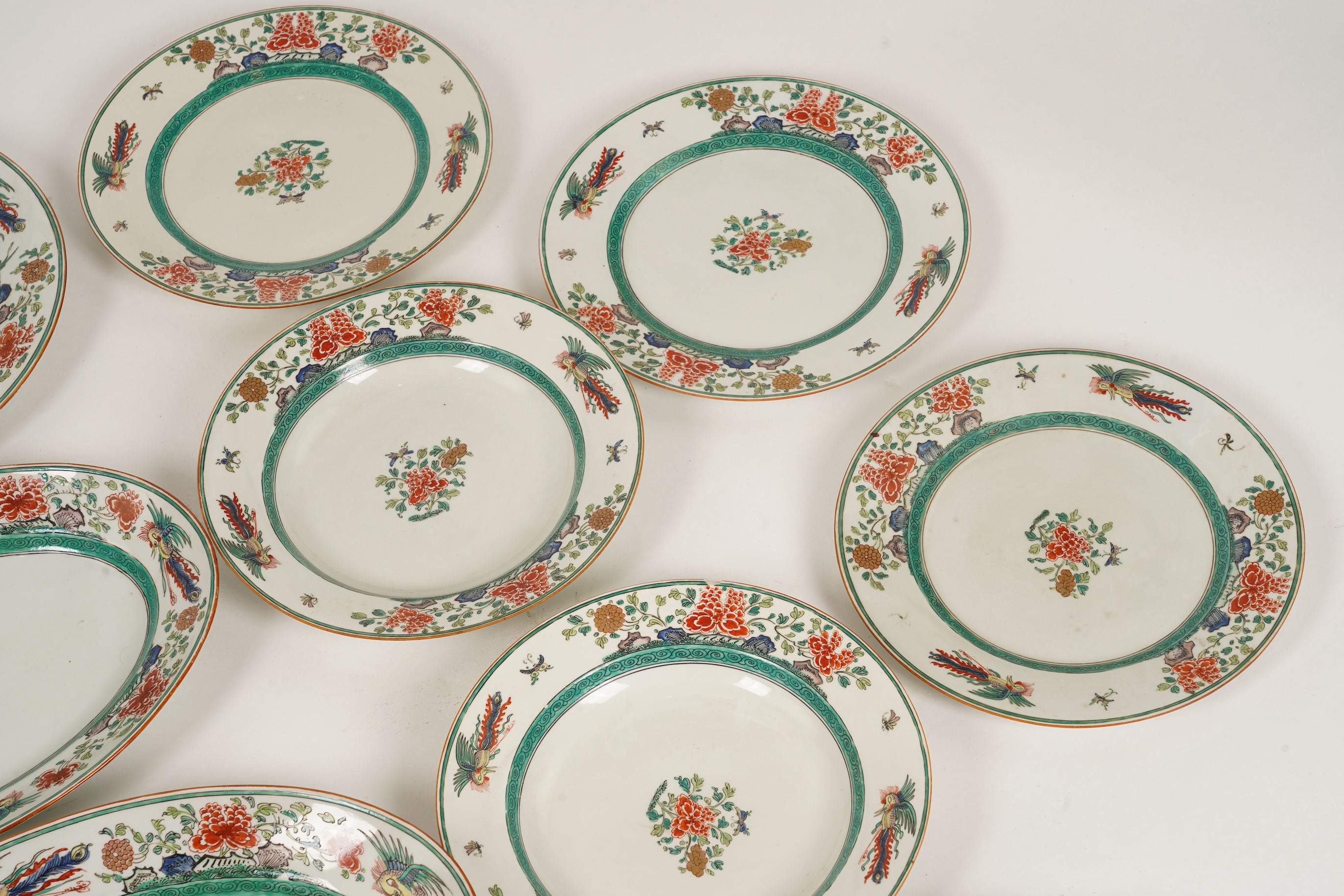 A Samson famille verte part dinner service in green Kutani style